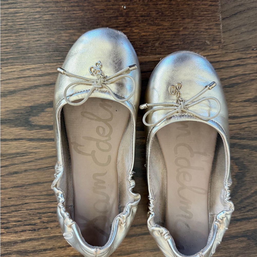 Sam Edelman Metallic Gold Bow Ballet Flats
